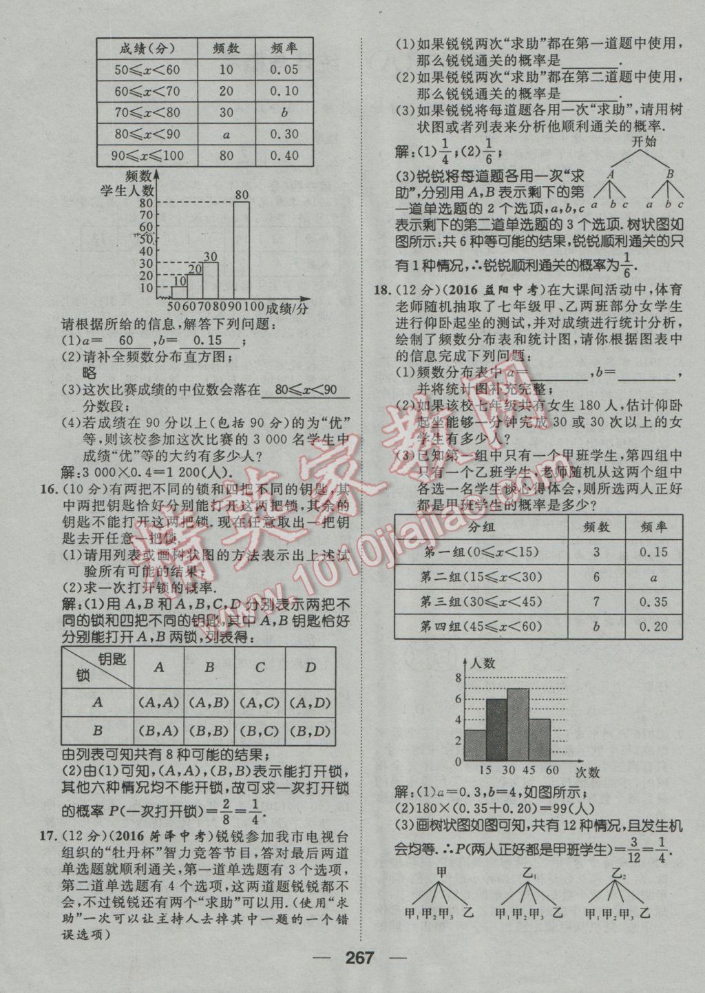 2017年鴻鵠志文化河北中考命題研究中考王數(shù)學(xué) 階段測(cè)評(píng)參考答案第270頁