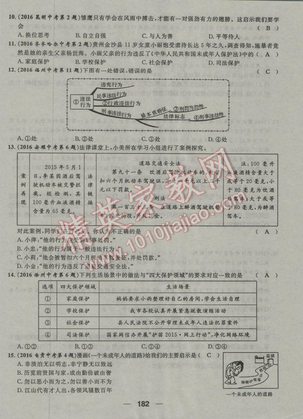 2017年鴻鵠志文化河北中考命題研究中考王思想品德 試卷參考答案第184頁