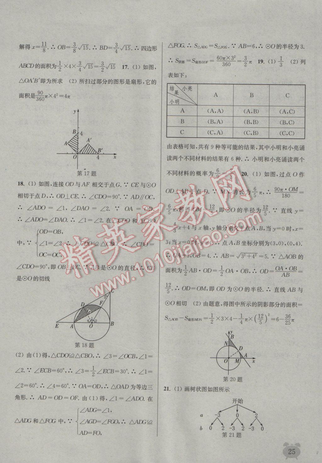 2017年通城學(xué)典課時(shí)作業(yè)本九年級(jí)數(shù)學(xué)下冊(cè)滬科版 參考答案第25頁(yè)