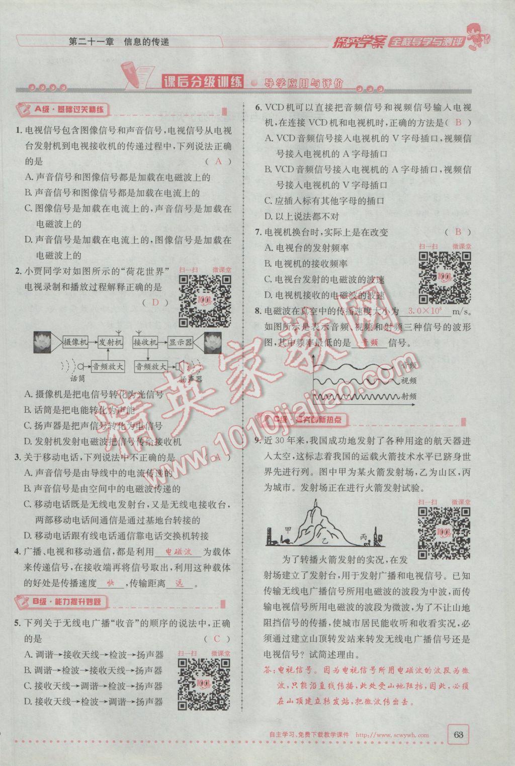 2017年探究學(xué)案全程導(dǎo)學(xué)與測評九年級物理下冊人教版 第二十一章 信息的傳遞第14頁