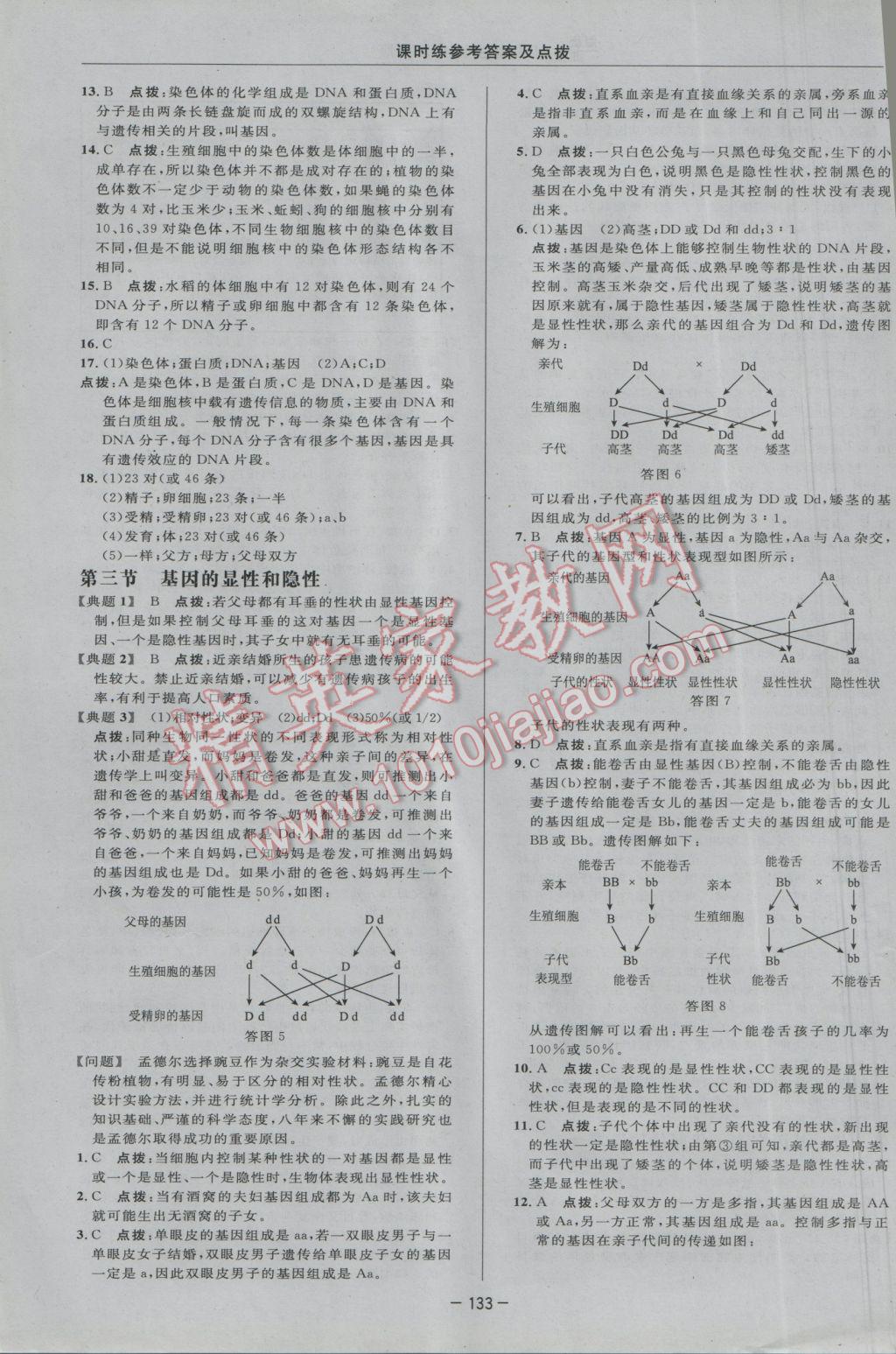 2017年點(diǎn)撥訓(xùn)練八年級(jí)生物下冊(cè)人教版 參考答案第15頁(yè)