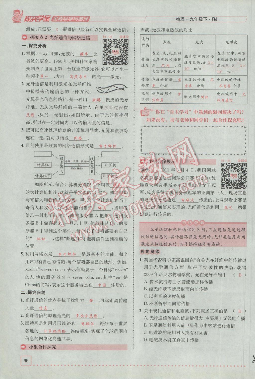 2017年探究學(xué)案全程導(dǎo)學(xué)與測評九年級物理下冊人教版 第二十一章 信息的傳遞第17頁