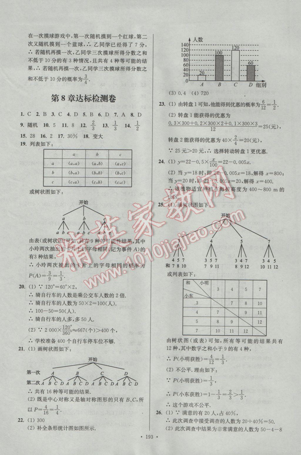 2017年南通小題課時作業(yè)本九年級數(shù)學下冊江蘇版 參考答案第37頁