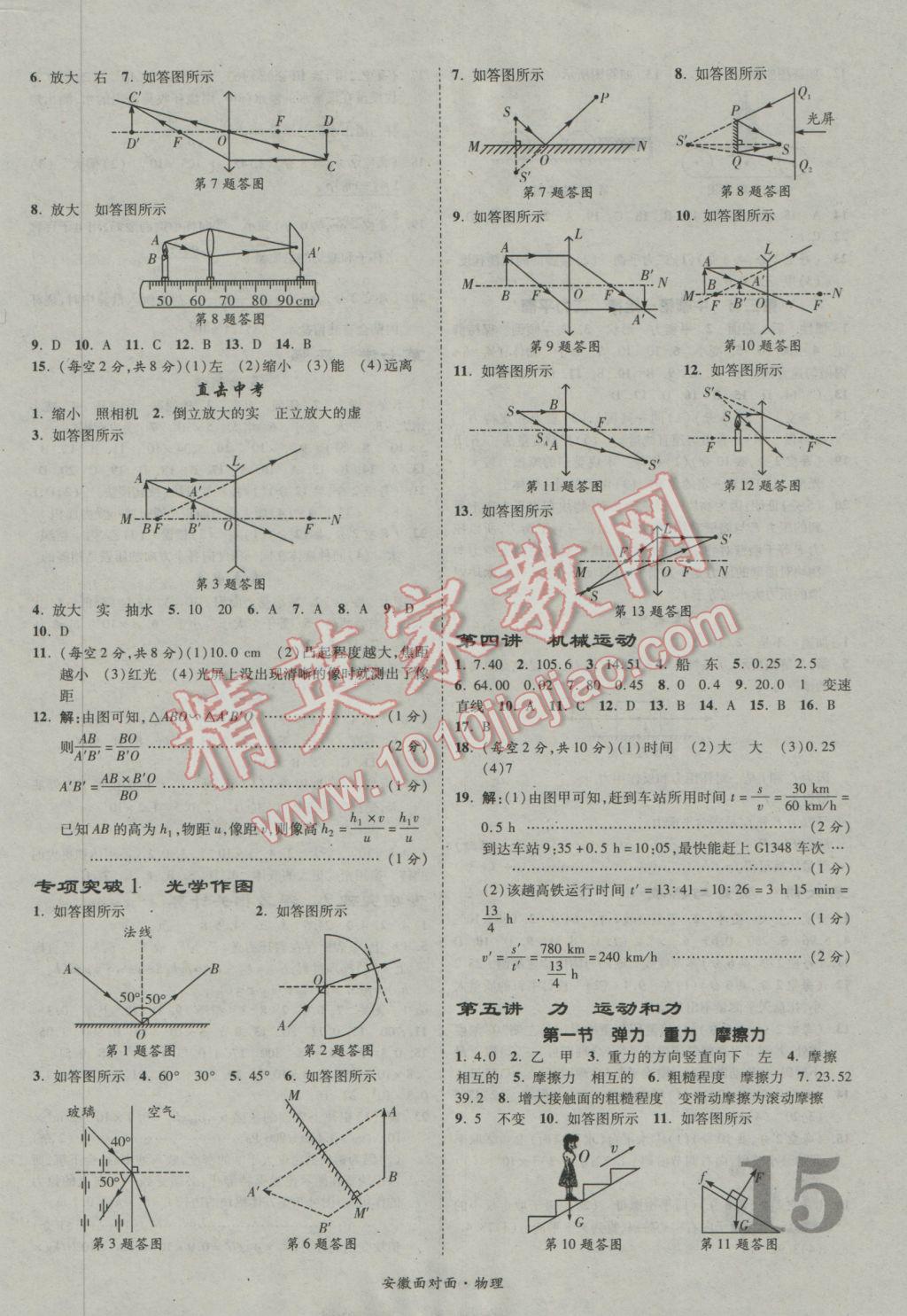 2017年安徽中考面对面物理第13年第13版 参考答案第19页