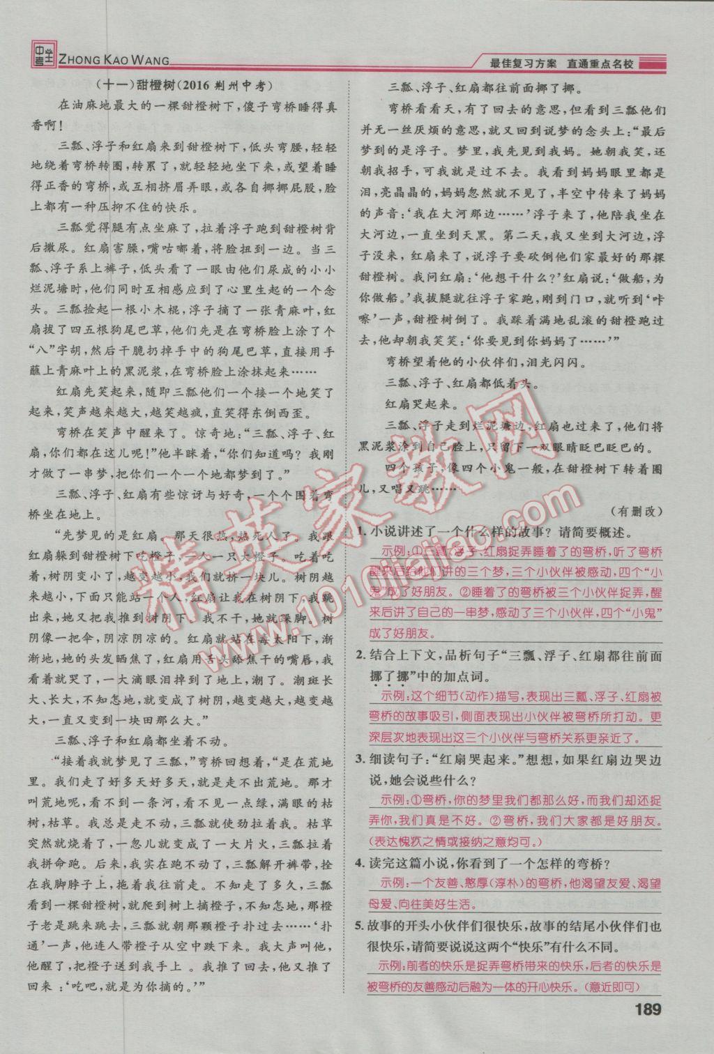 2017年鴻鵠志文化河北中考命題研究中考王語文 第四編現(xiàn)代文閱讀篇第214頁