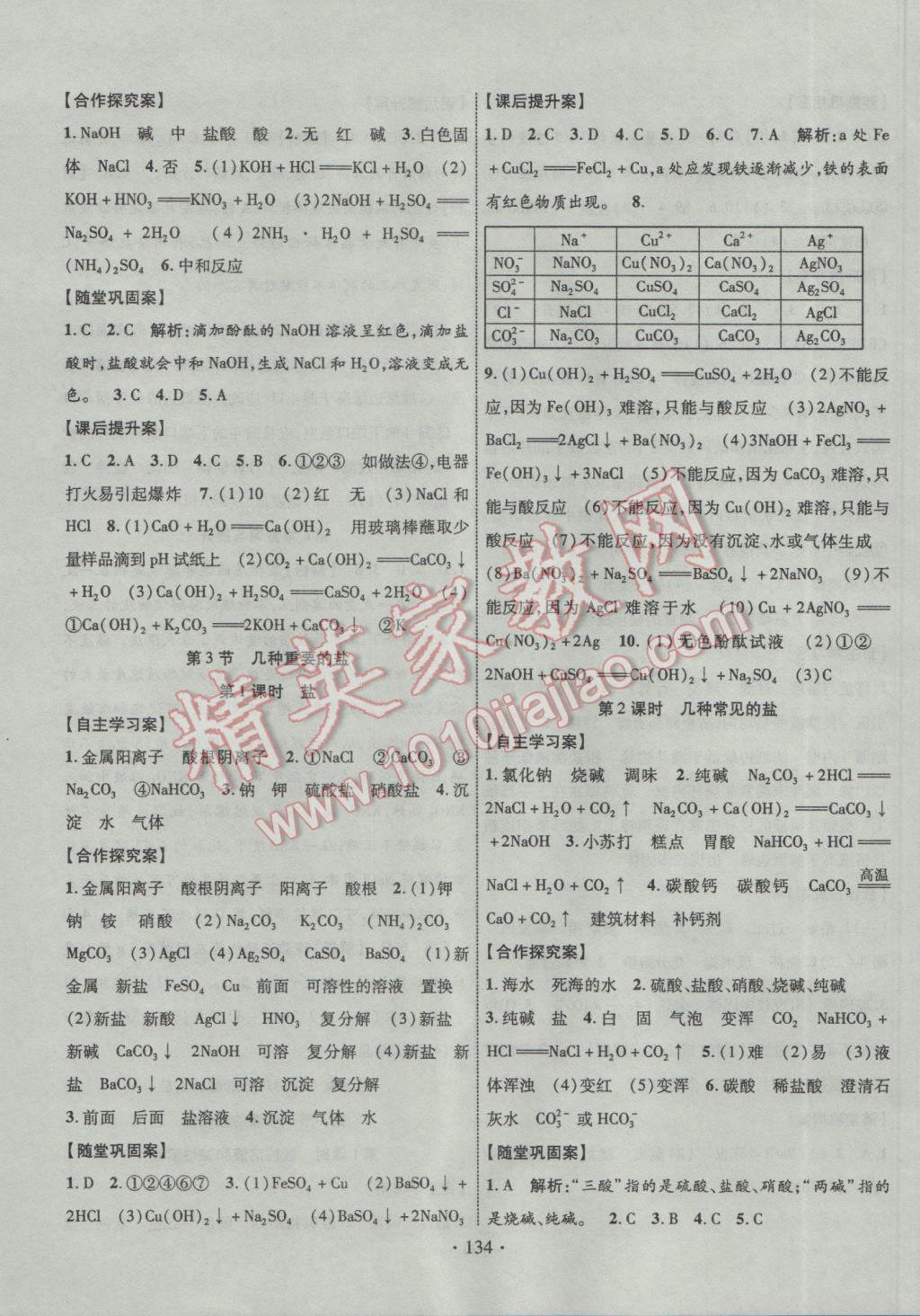 2017年課堂導(dǎo)練1加5九年級(jí)化學(xué)下冊(cè)滬教版 參考答案第8頁