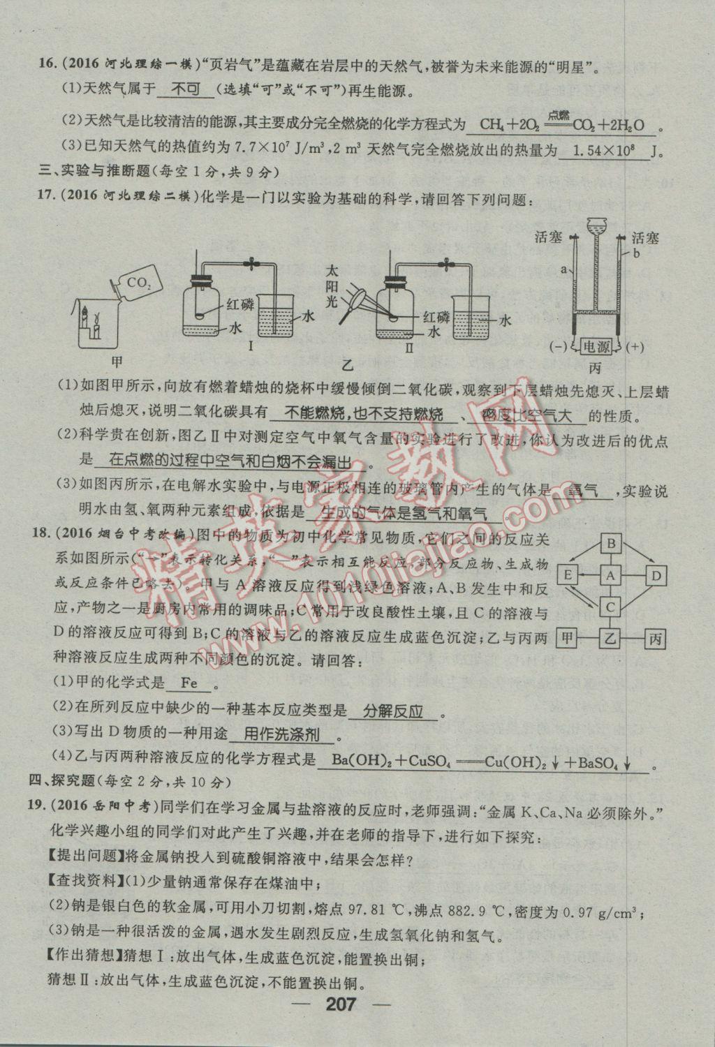 2017年鴻鵠志文化河北中考命題研究中考王化學(xué) 第三編活頁(yè)檢測(cè)卷第167頁(yè)