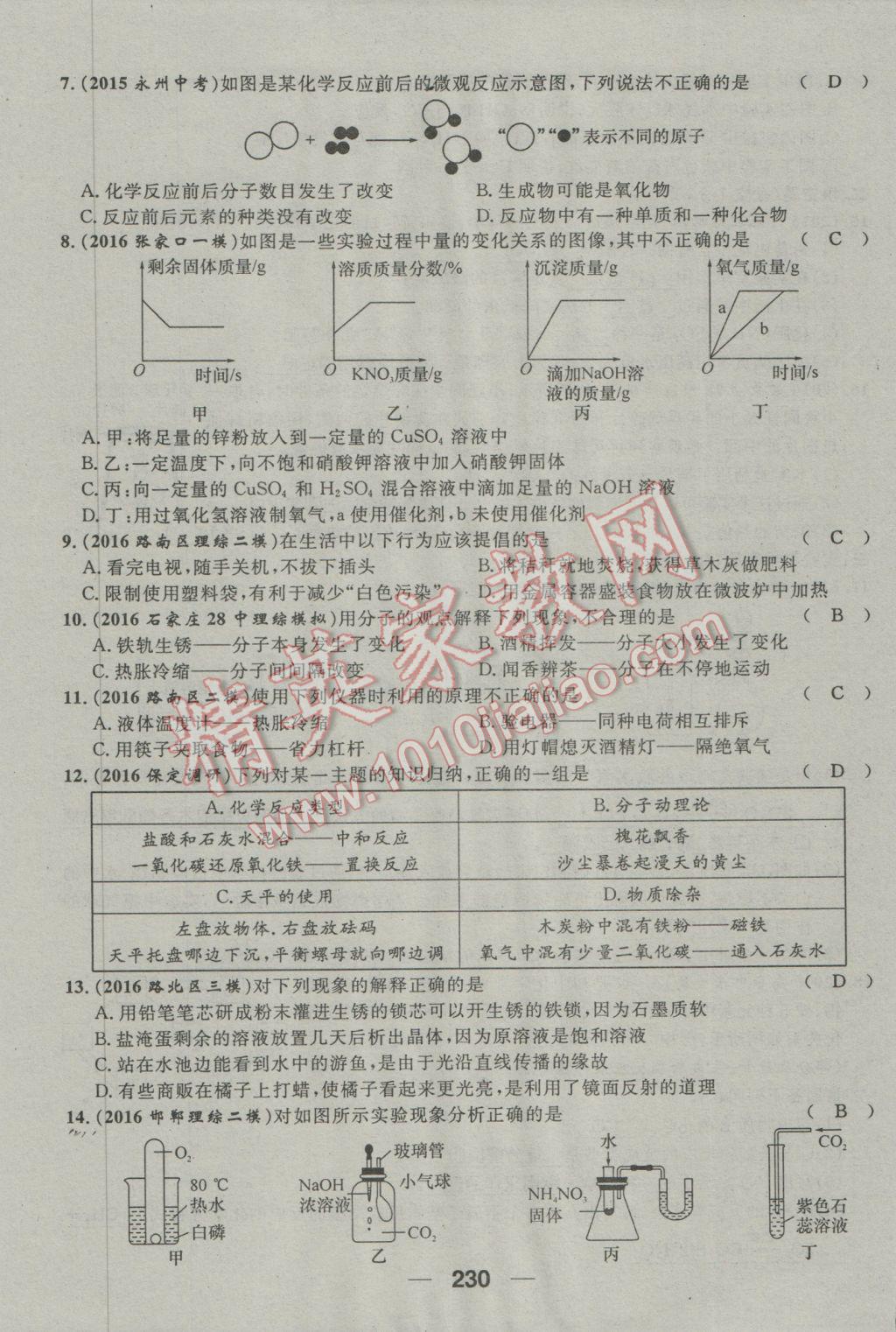 2017年鴻鵠志文化河北中考命題研究中考王化學(xué) 第三編活頁檢測(cè)卷第190頁