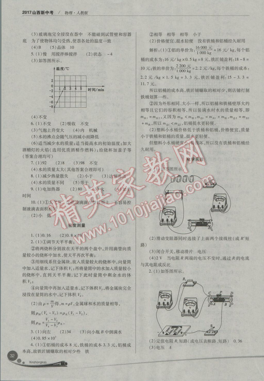 2017年山西新中考物理人教版 參考答案第32頁