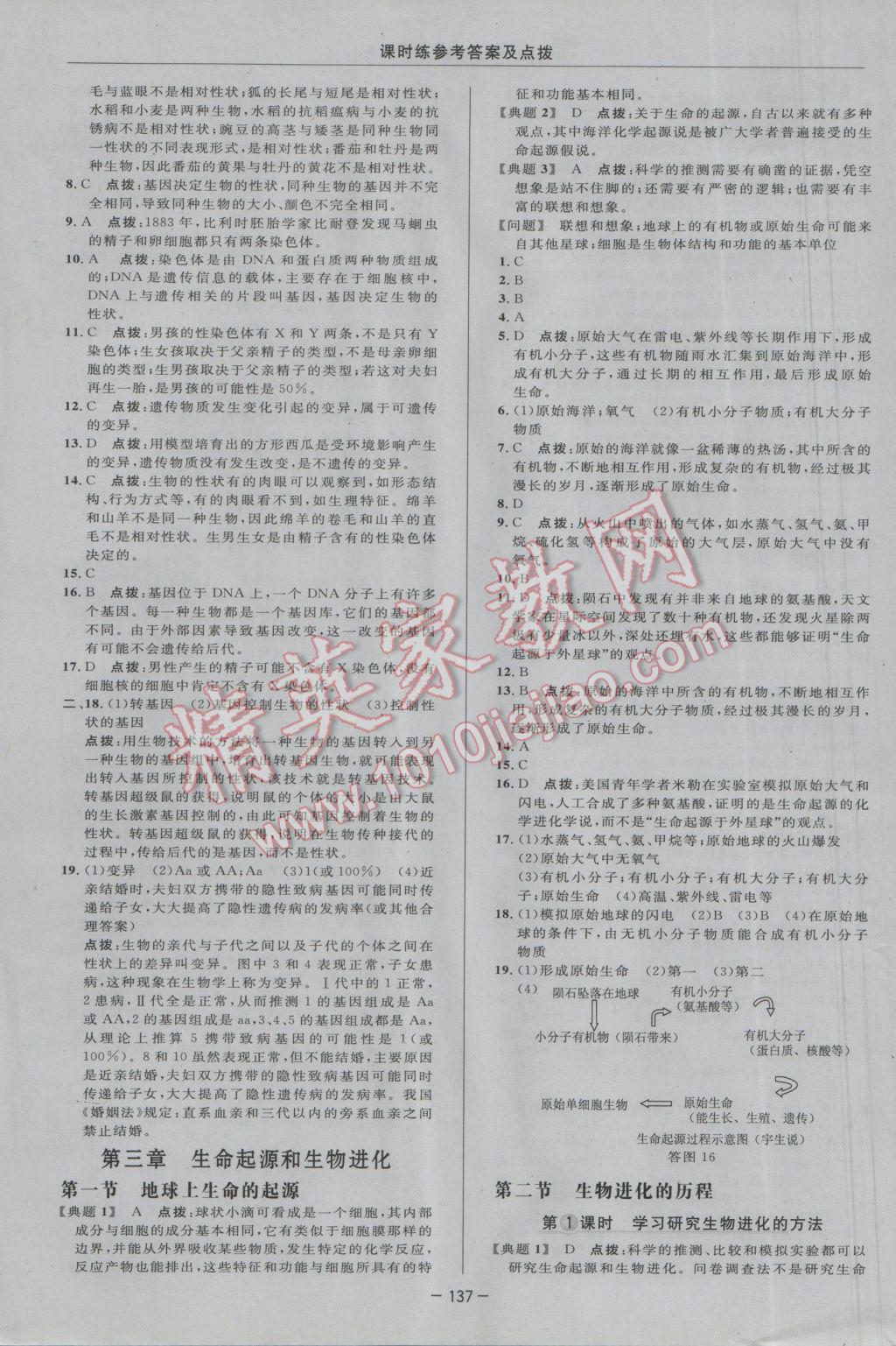 2017年點撥訓練八年級生物下冊人教版 參考答案第19頁