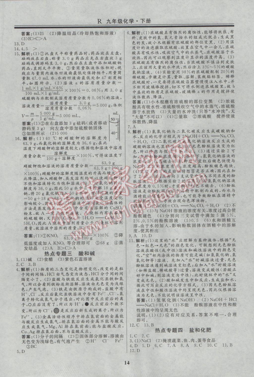 2017年自主訓(xùn)練九年級化學(xué)下冊人教版 針對性訓(xùn)練參考答案第21頁