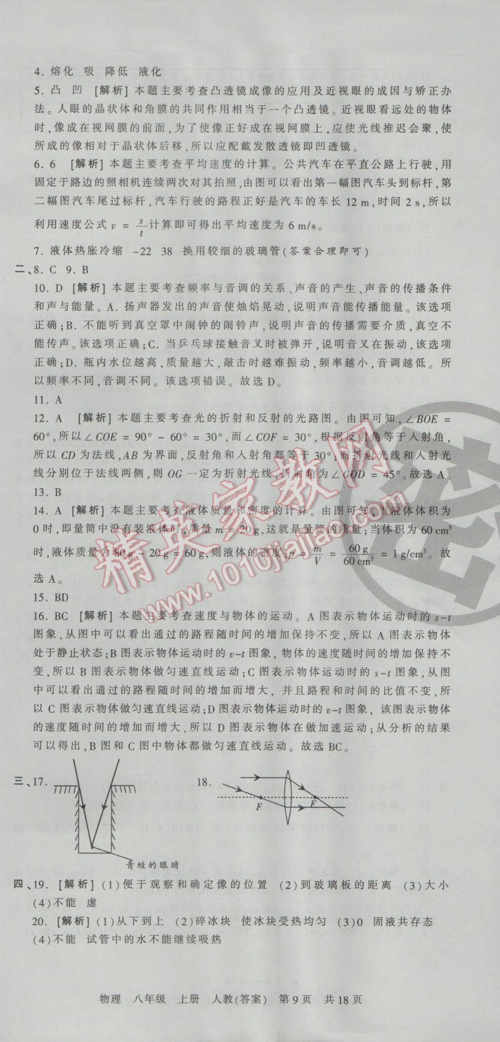 2016年王朝霞各地期末試卷精選八年級(jí)物理上冊(cè)人教版河南專(zhuān)版 參考答案第9頁(yè)