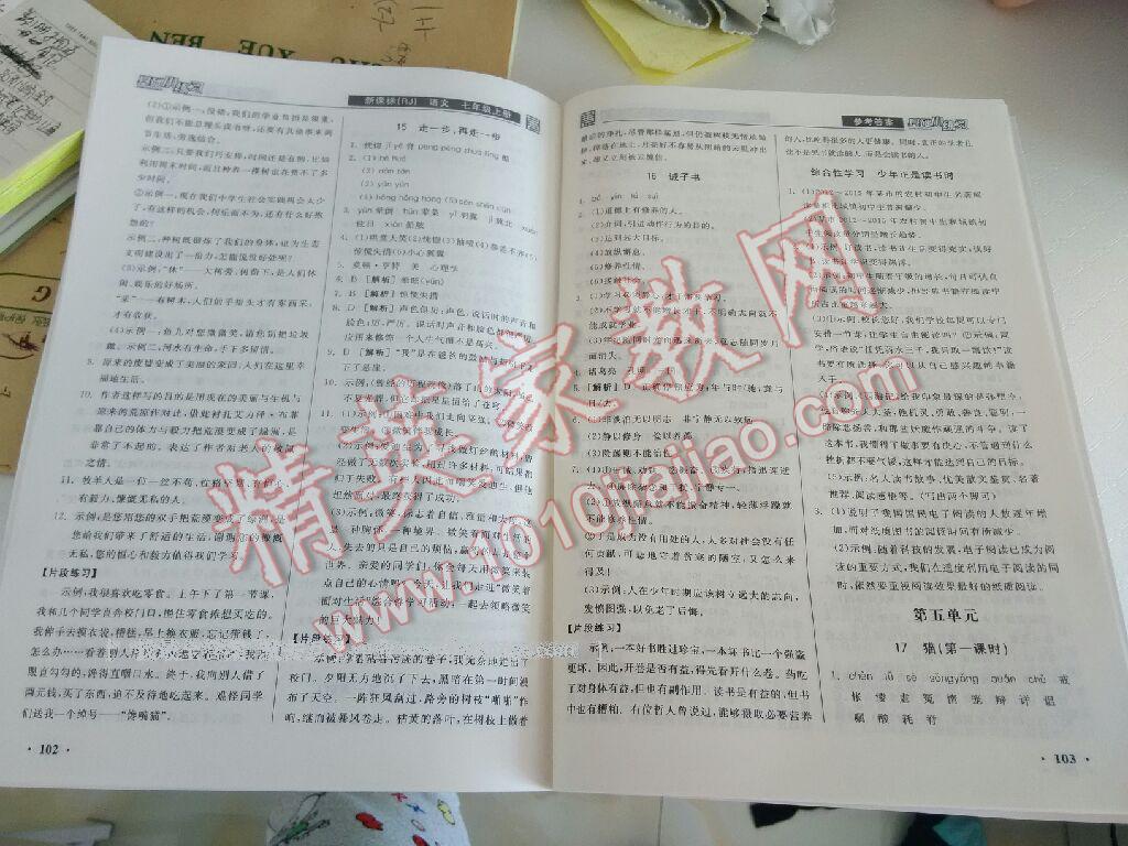 2016年全品基礎(chǔ)小練習(xí)七年級語文上冊人教版 第32頁