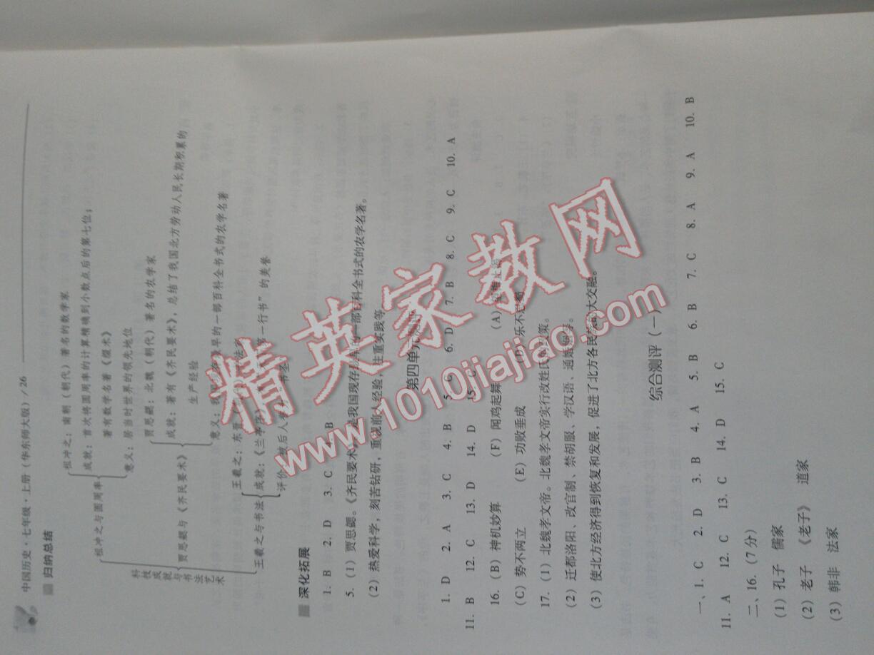 2016年新課程問題解決導(dǎo)學(xué)方案七年級中國歷史上冊華東師大版 第92頁