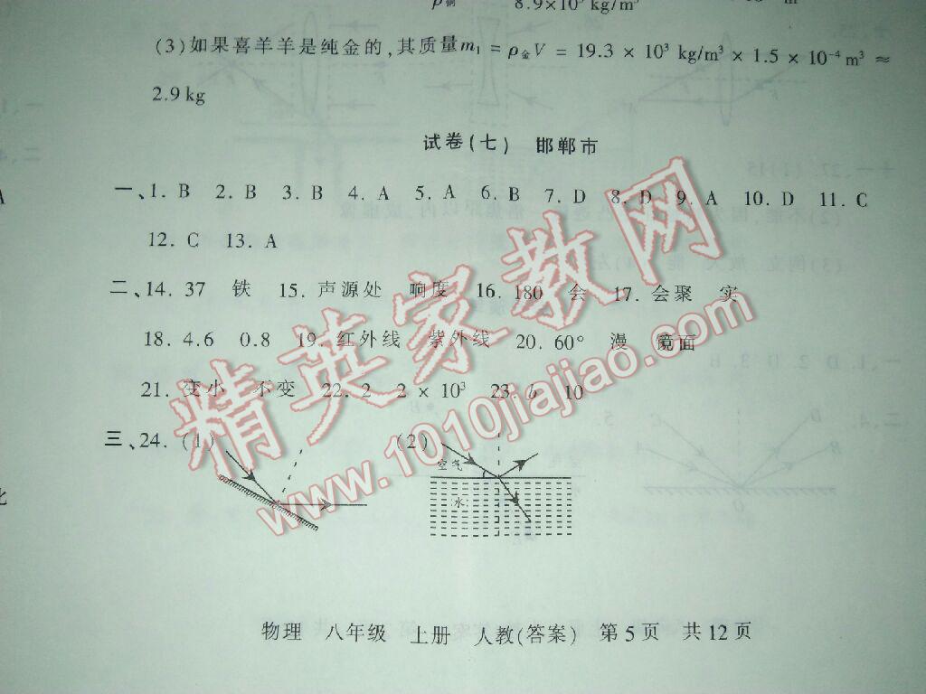 2016年王朝霞各地期末試卷精選八年級(jí)物理上冊(cè)人教版河南專版 第31頁