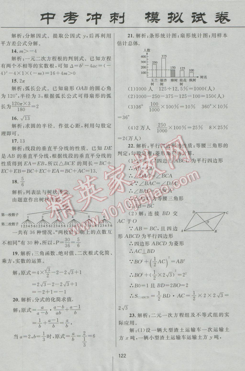 2017年中考先鋒專題復(fù)習(xí)與模擬沖刺試卷湖南省數(shù)學(xué) 參考答案第18頁