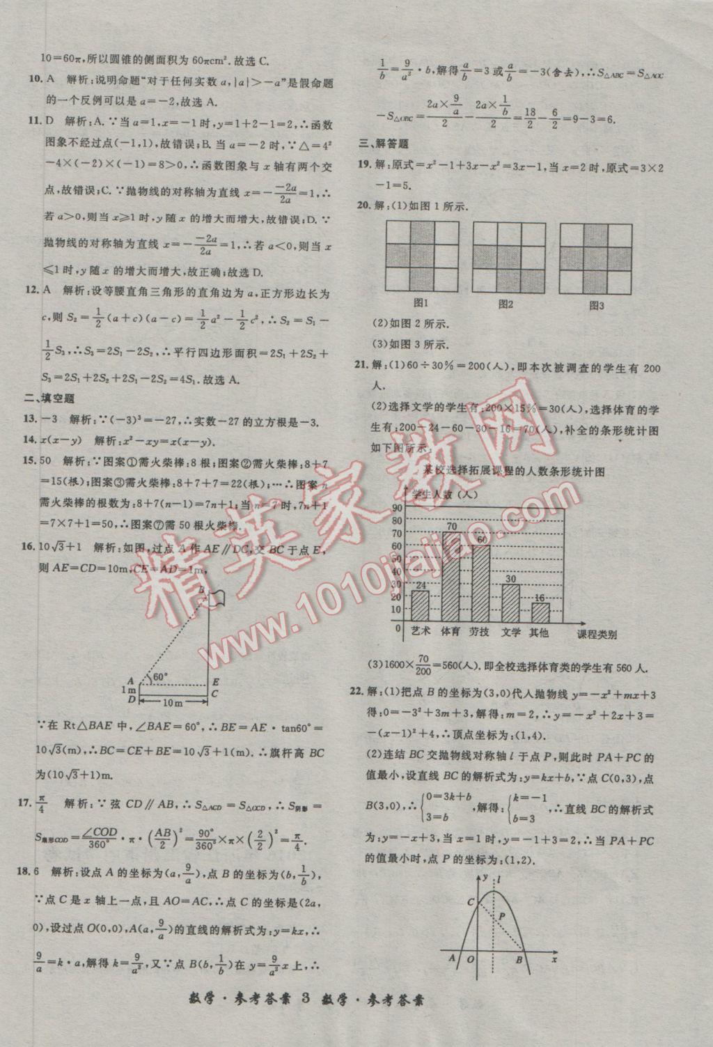 2017年浙江省3年中考試卷匯編中考考什么數(shù)學 參考答案第3頁