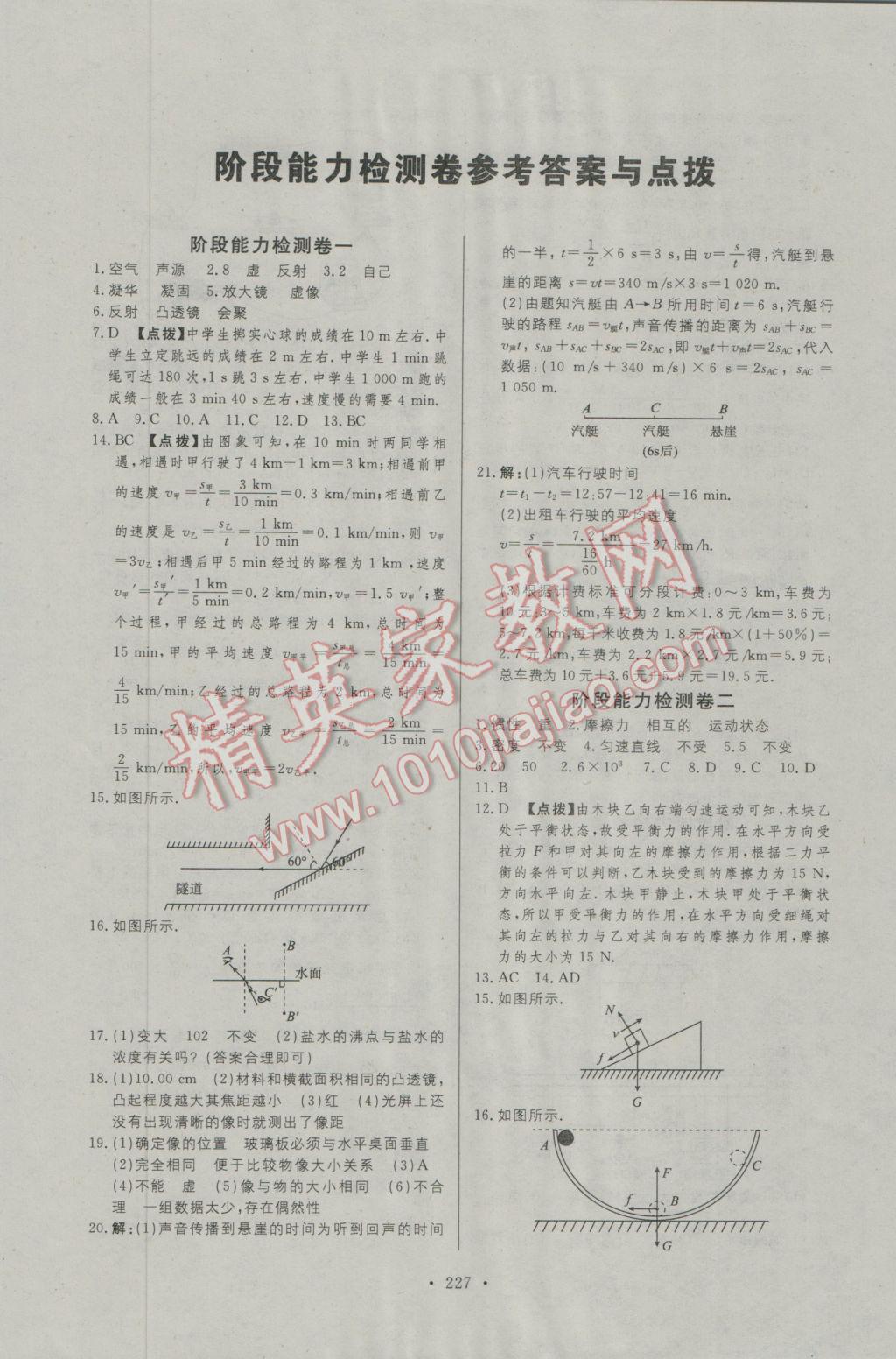 2017年人民東方書業(yè)河南省學(xué)業(yè)考試初中總復(fù)習(xí)風(fēng)向標(biāo)物理 試卷參考答案第25頁