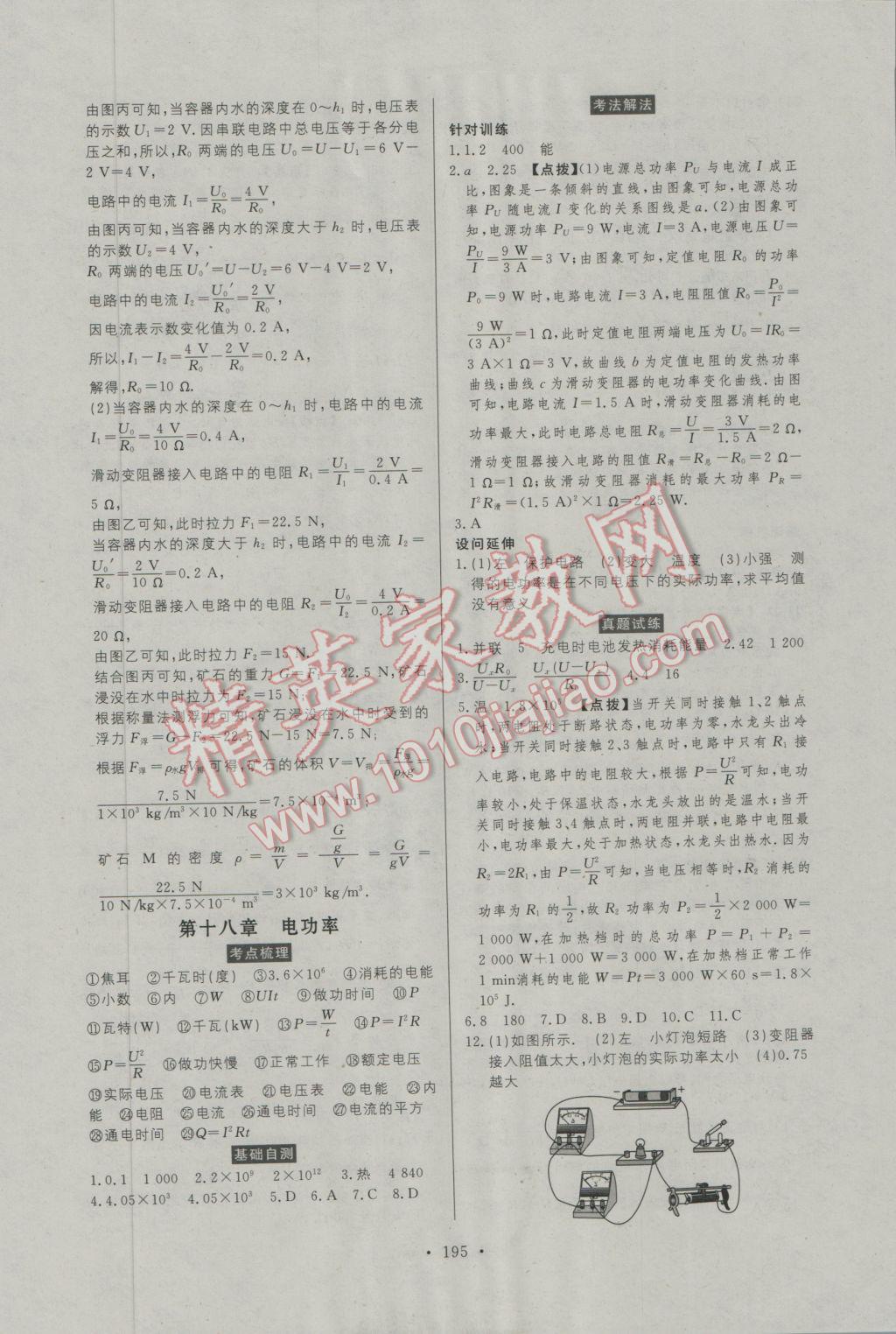 2017年人民東方書業(yè)河南省學(xué)業(yè)考試初中總復(fù)習(xí)風(fēng)向標物理 參考答案第16頁