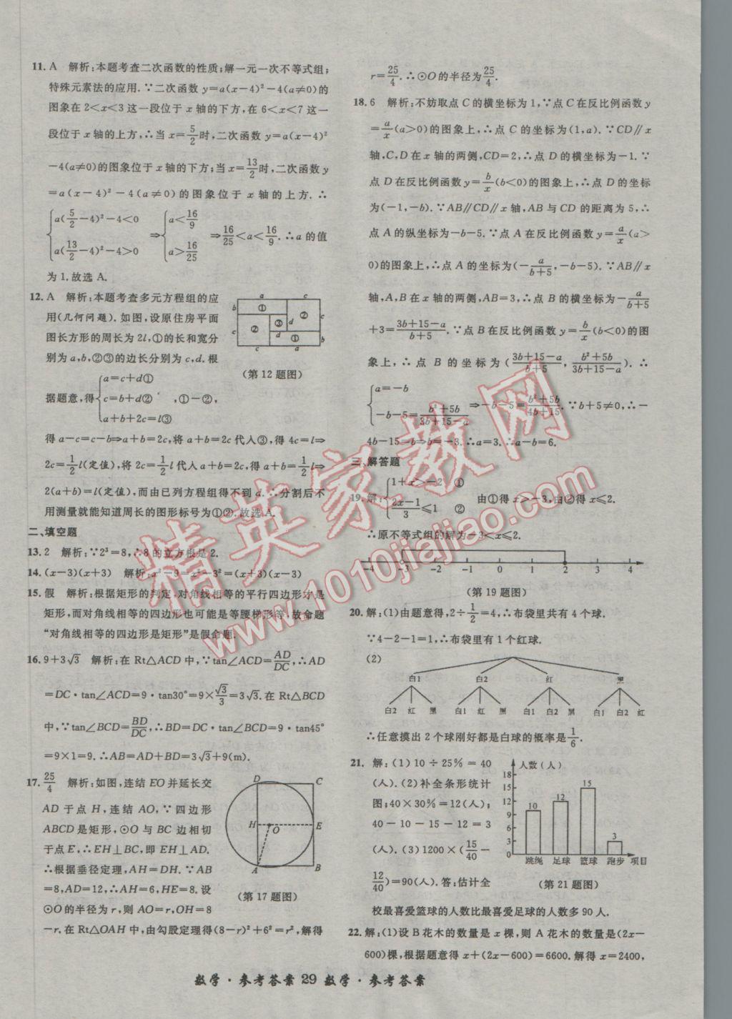 2017年浙江省3年中考試卷匯編中考考什么數(shù)學 參考答案第29頁