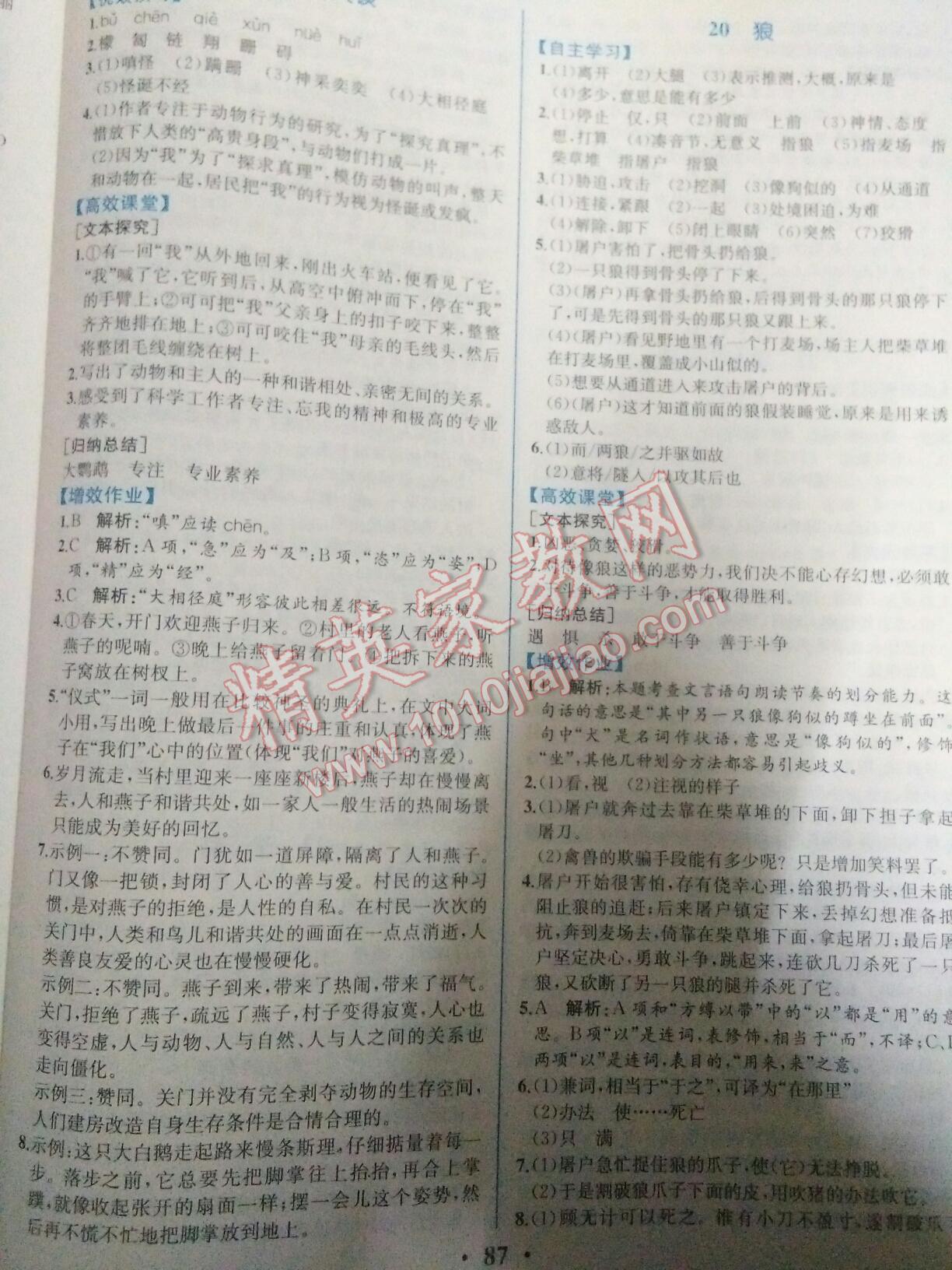 2016年人教金學典同步解析與測評七年級語文上冊人教版重慶專版 第36頁