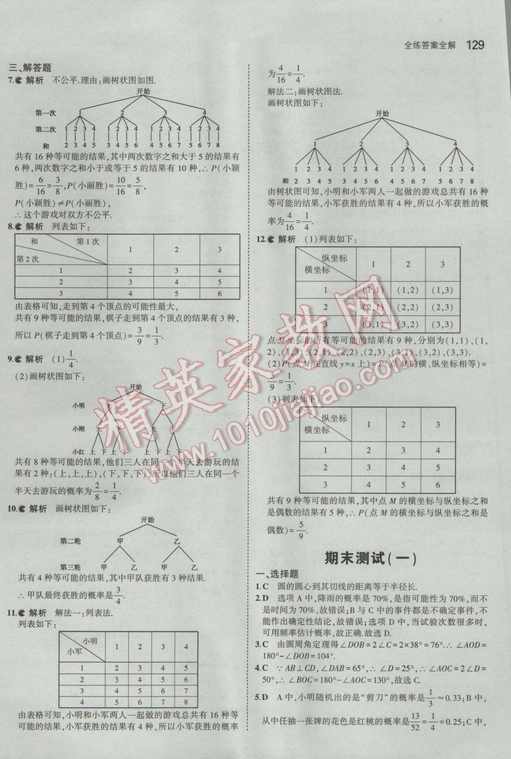 2017年5年中考3年模擬初中數(shù)學(xué)九年級下冊魯教版五四制 參考答案第45頁