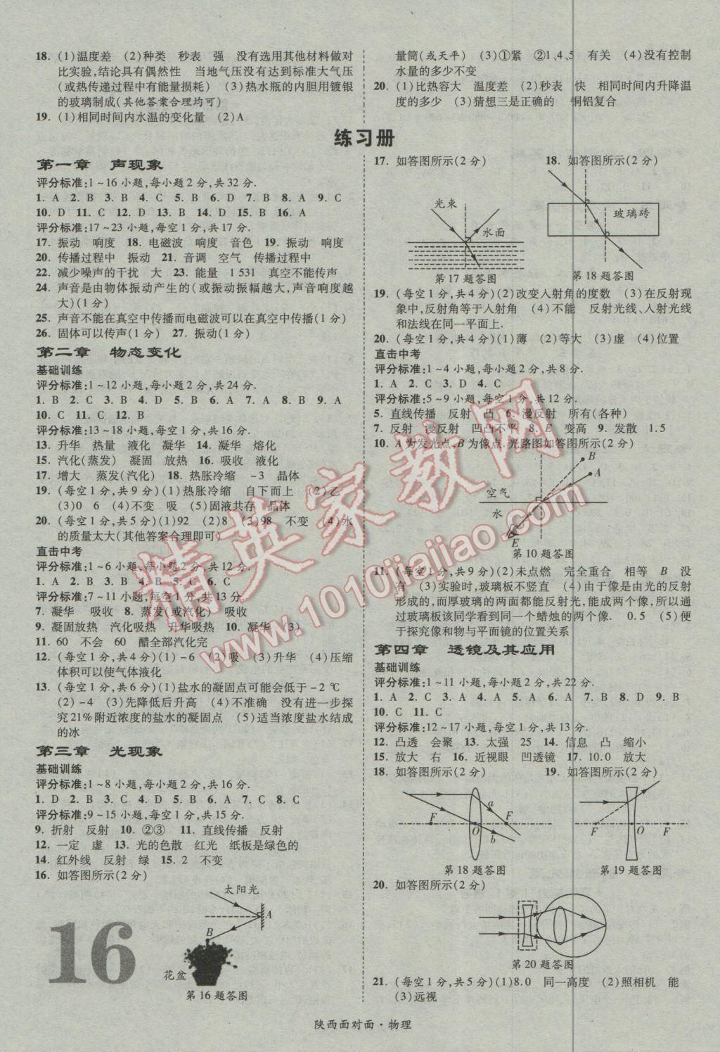 2017年陜西中考面對面物理第13年第13版 參考答案第16頁