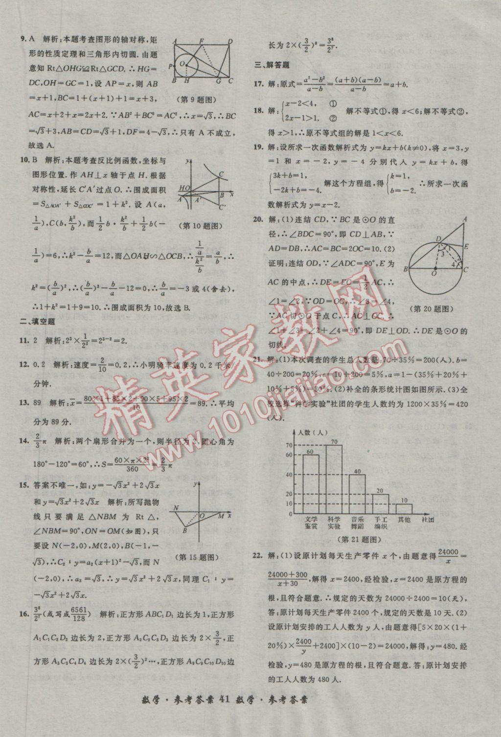 2017年浙江省3年中考試卷匯編中考考什么數(shù)學(xué) 參考答案第41頁(yè)