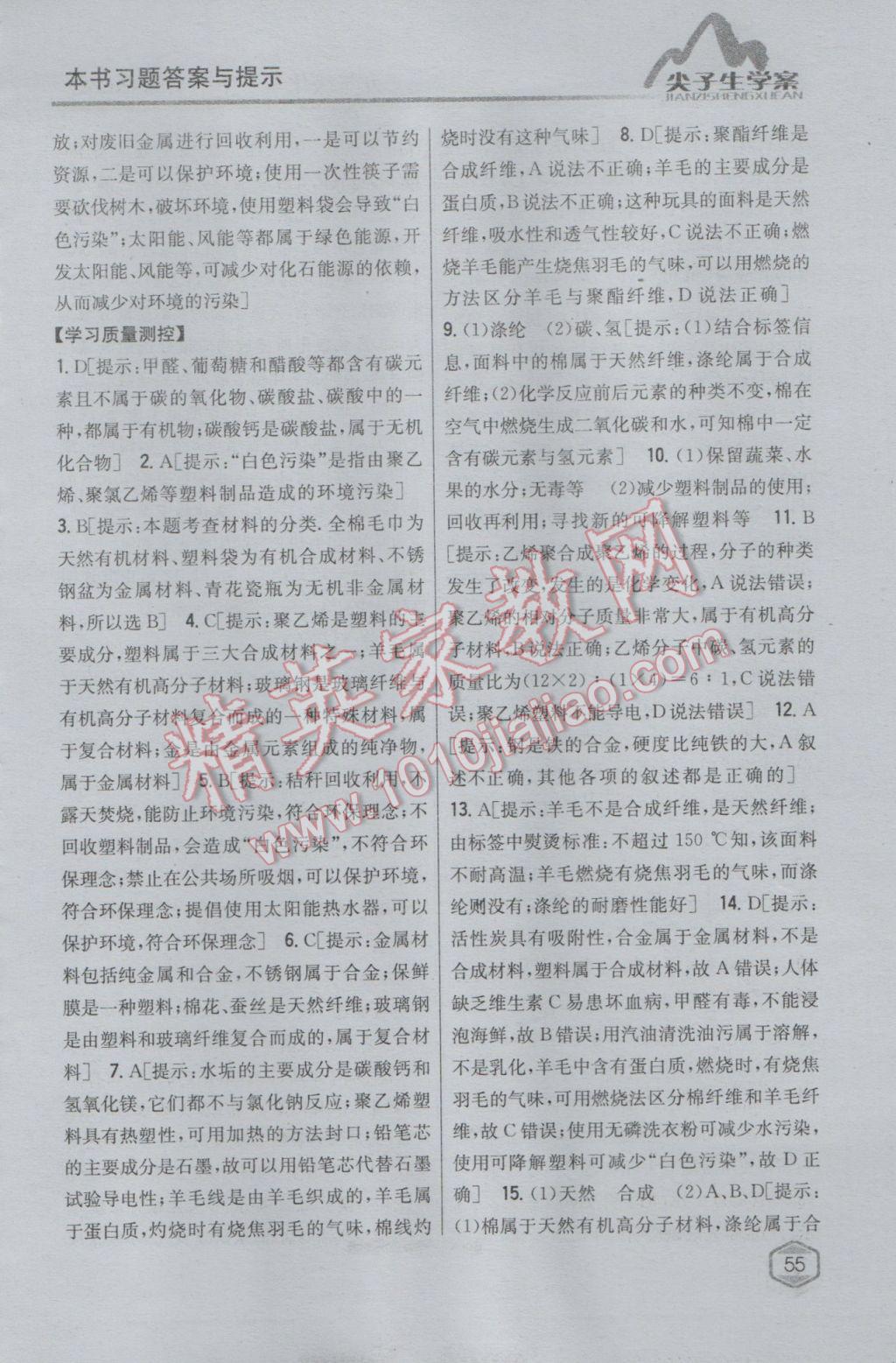 2017年尖子生學(xué)案九年級化學(xué)下冊人教版 參考答案第44頁