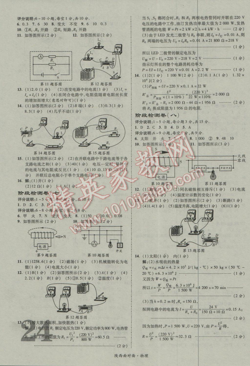 2017年陜西中考面對(duì)面物理第13年第13版 參考答案第24頁