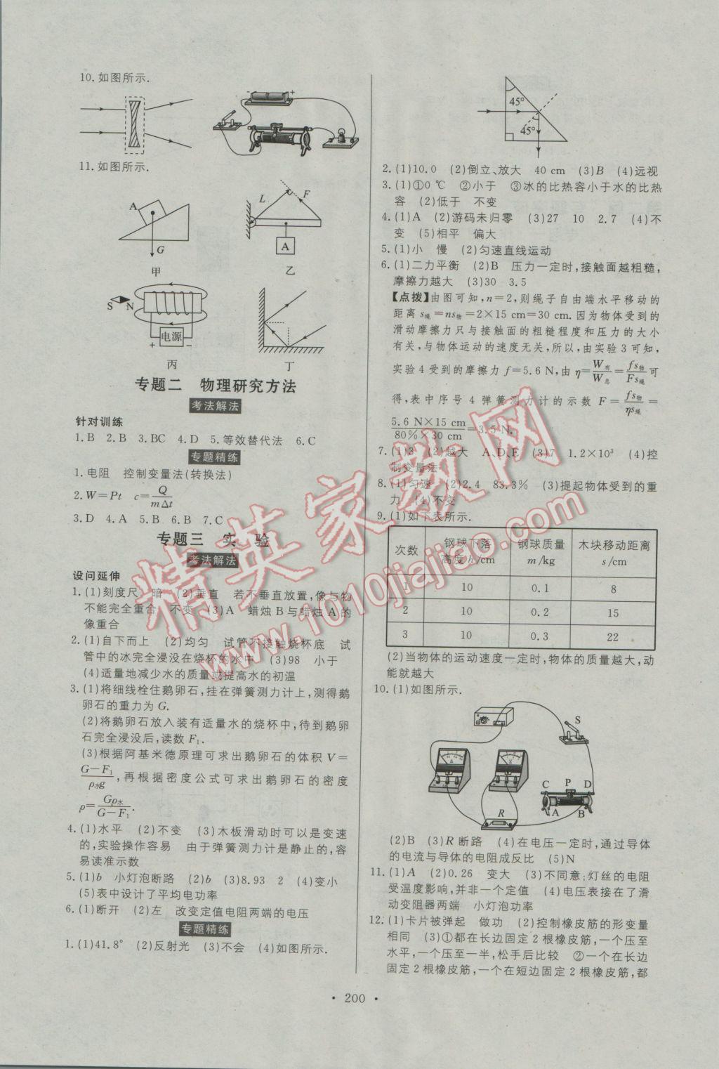 2017年人民東方書業(yè)河南省學業(yè)考試初中總復習風向標物理 參考答案第22頁