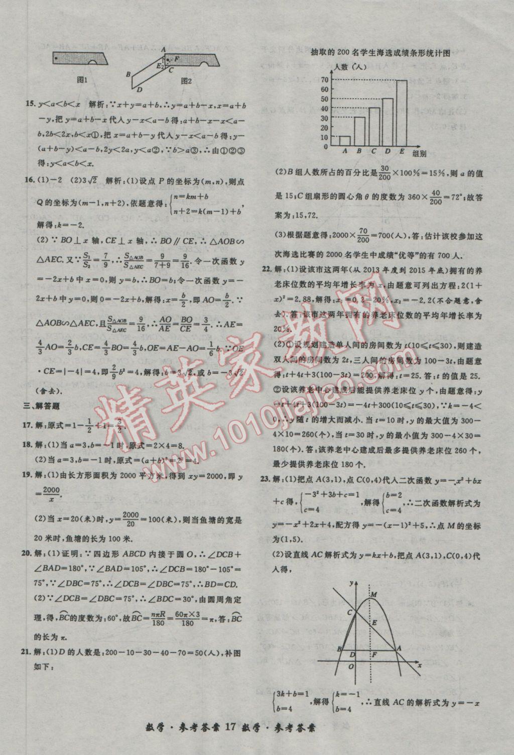 2017年浙江省3年中考試卷匯編中考考什么數(shù)學(xué) 參考答案第17頁(yè)