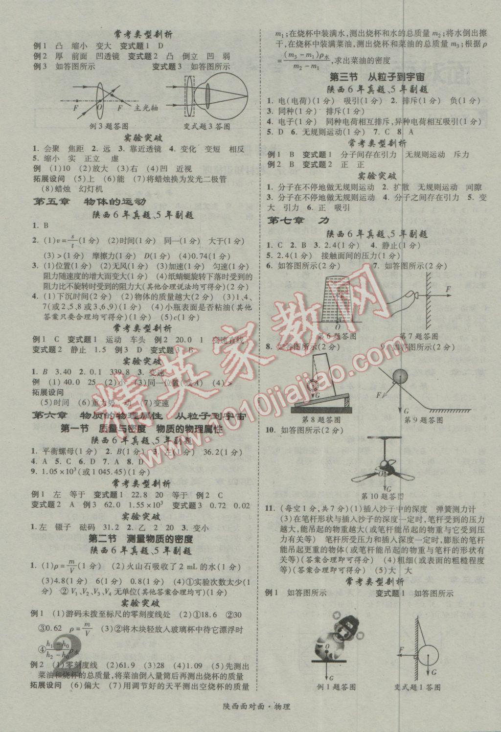 2017年陜西中考面對面物理第13年第13版 參考答案第2頁