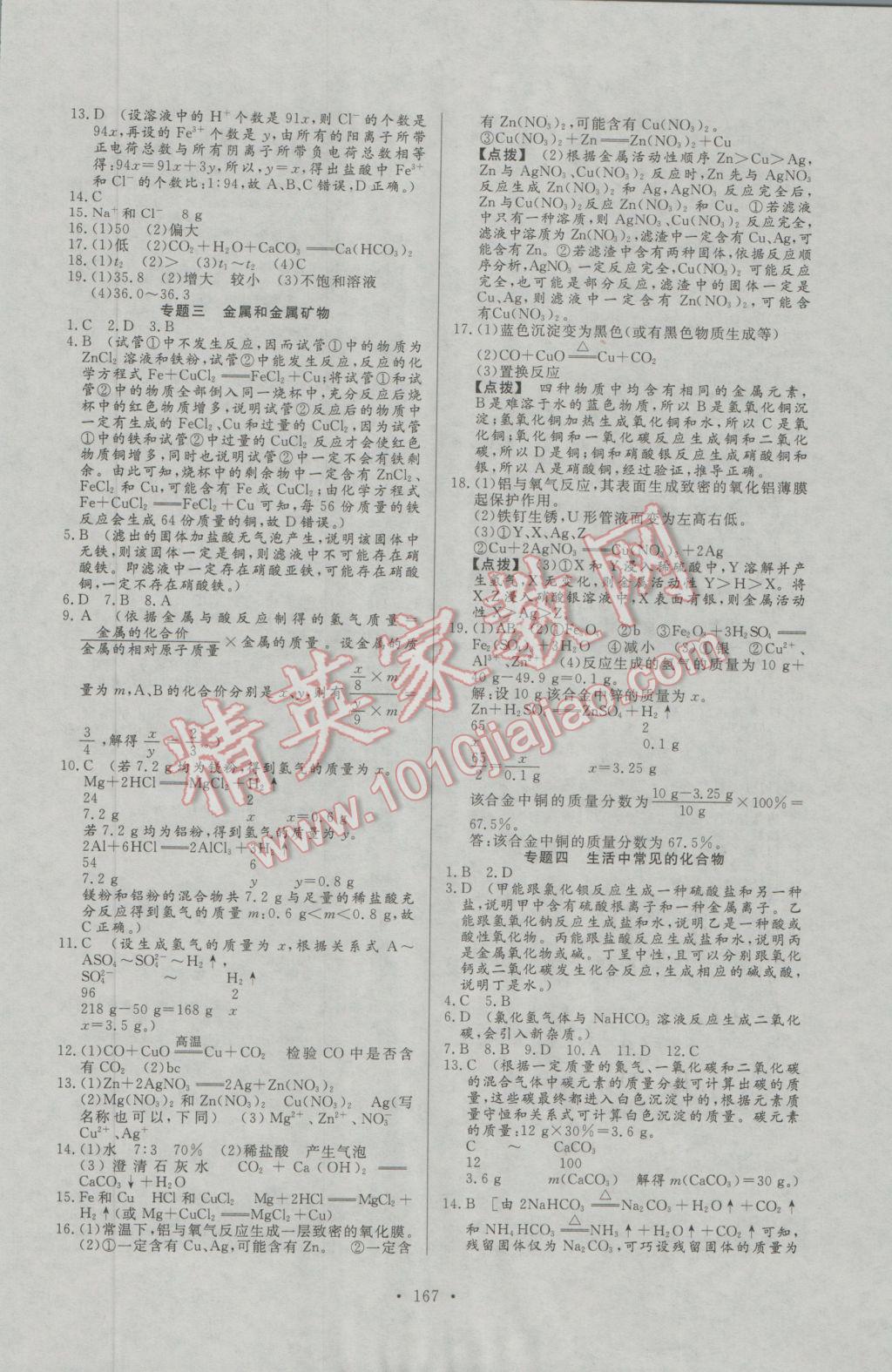 2017年人民東方書業(yè)河南省學(xué)業(yè)考試初中總復(fù)習(xí)風(fēng)向標(biāo)化學(xué) 參考答案第13頁