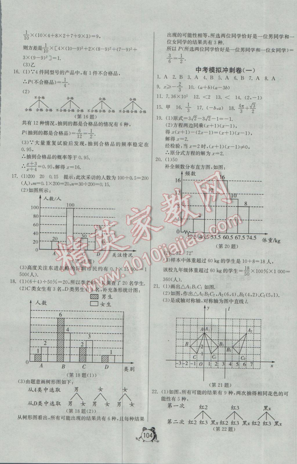 2017年單元雙測全程提優(yōu)測評卷九年級數(shù)學(xué)下冊江蘇版 參考答案第28頁