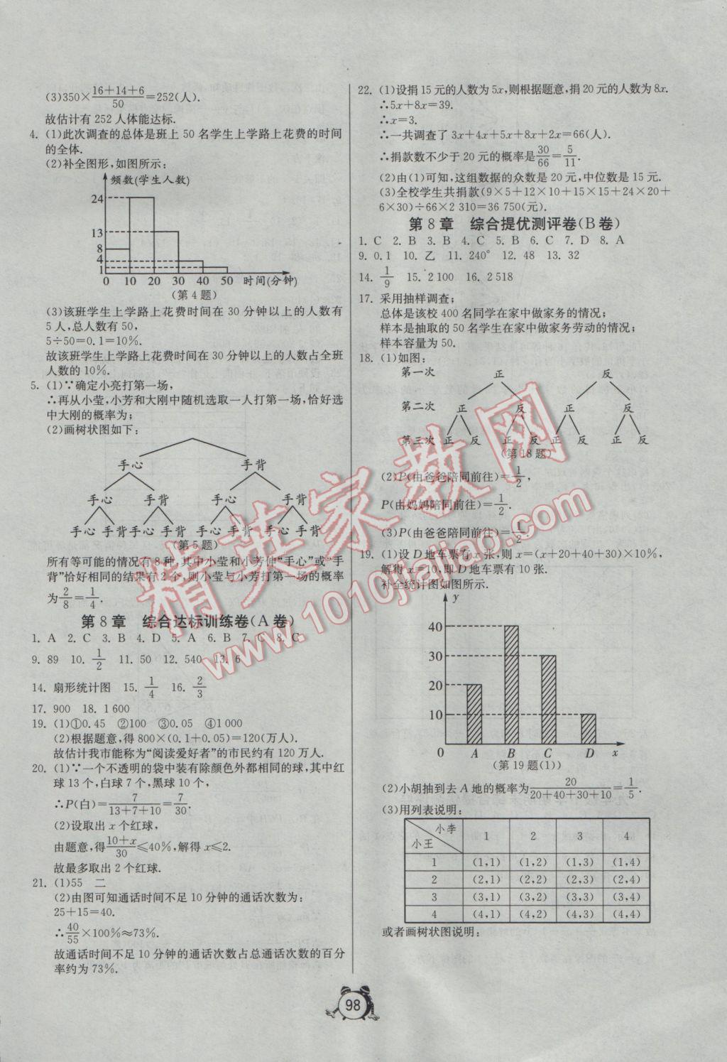 2017年單元雙測全程提優(yōu)測評卷九年級數(shù)學(xué)下冊江蘇版 參考答案第22頁