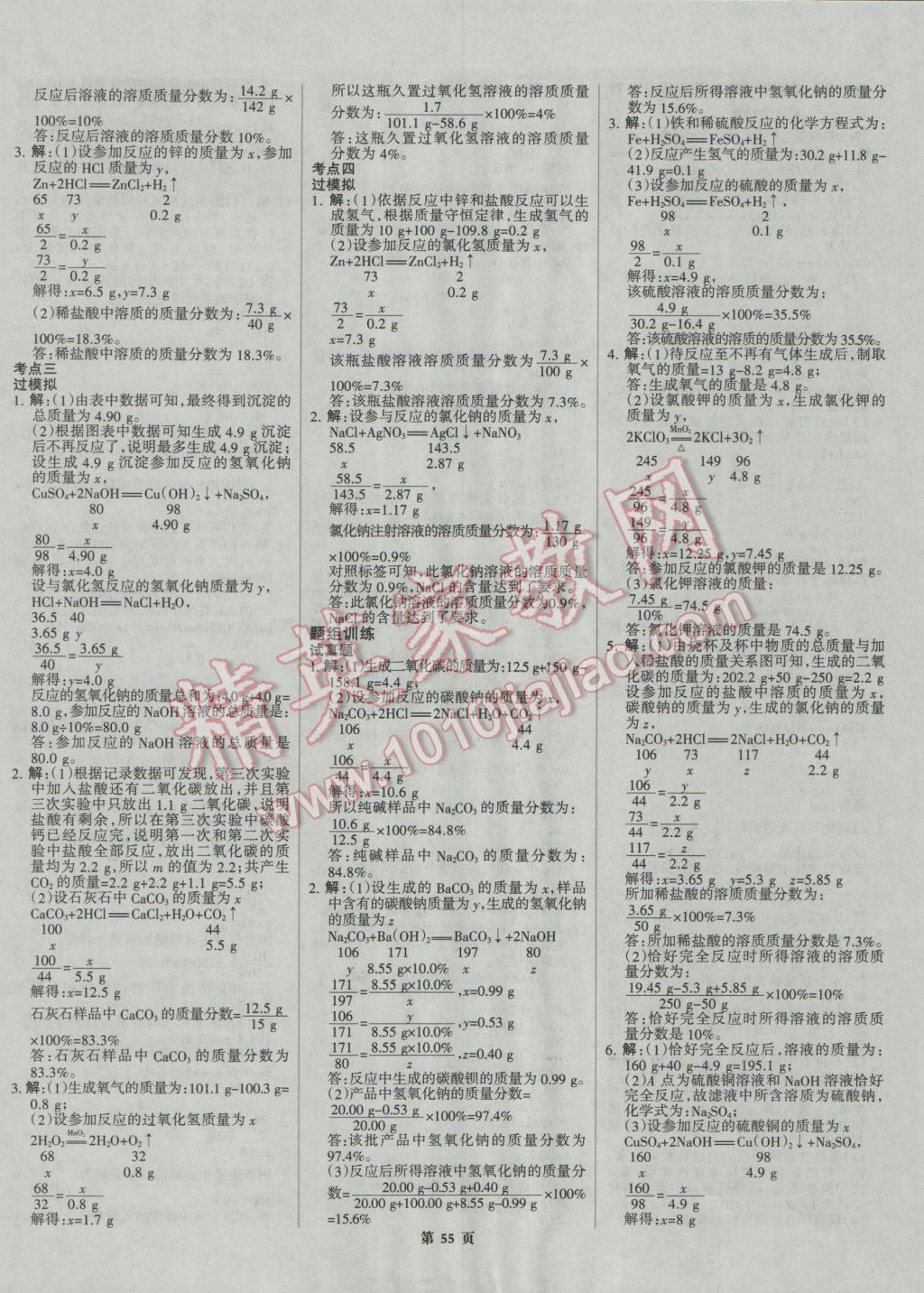 2017年全優(yōu)中考系統(tǒng)總復(fù)習化學河北專用 參考答案第55頁