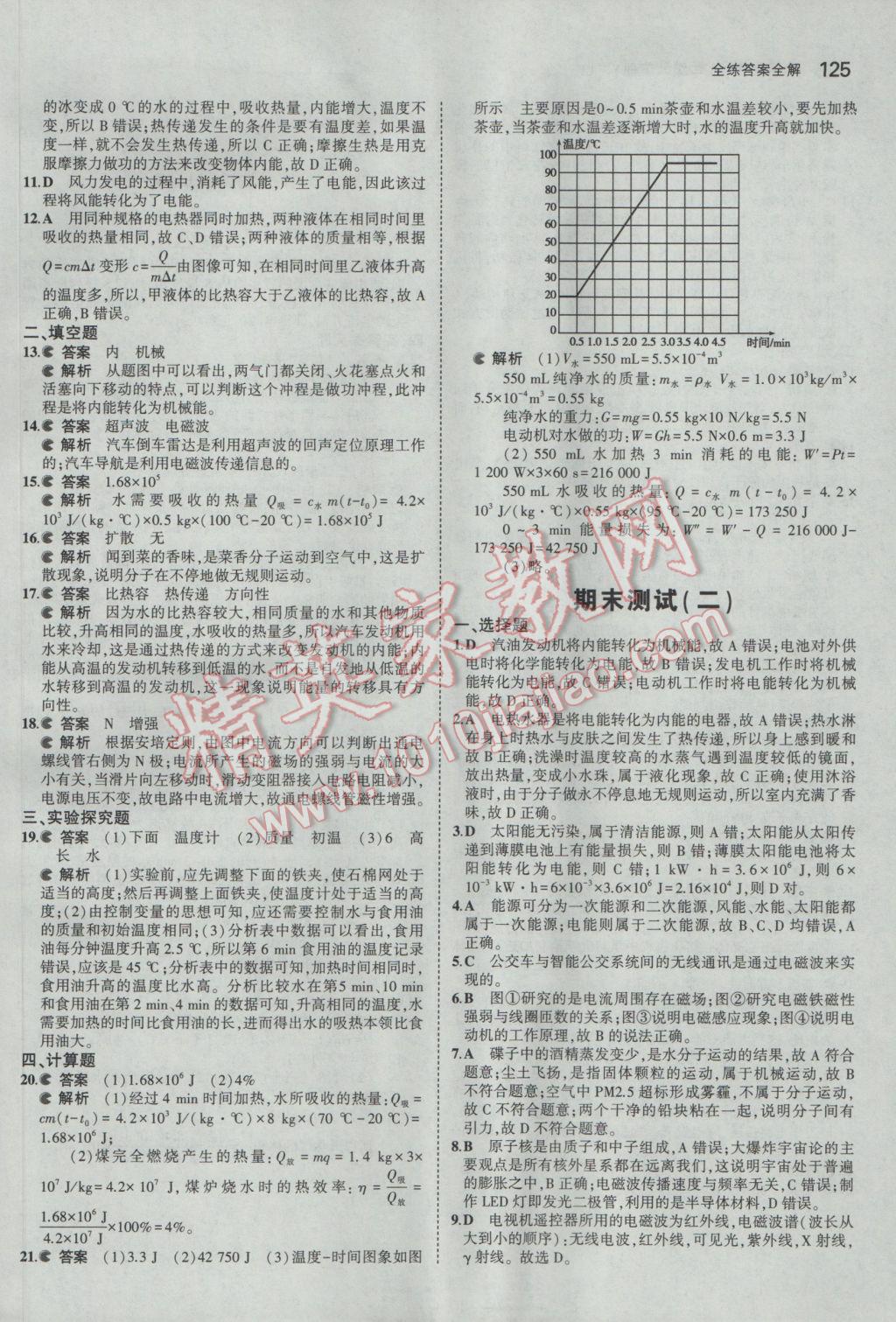 2017年5年中考3年模擬初中物理九年級下冊魯科版五四制 參考答案第35頁