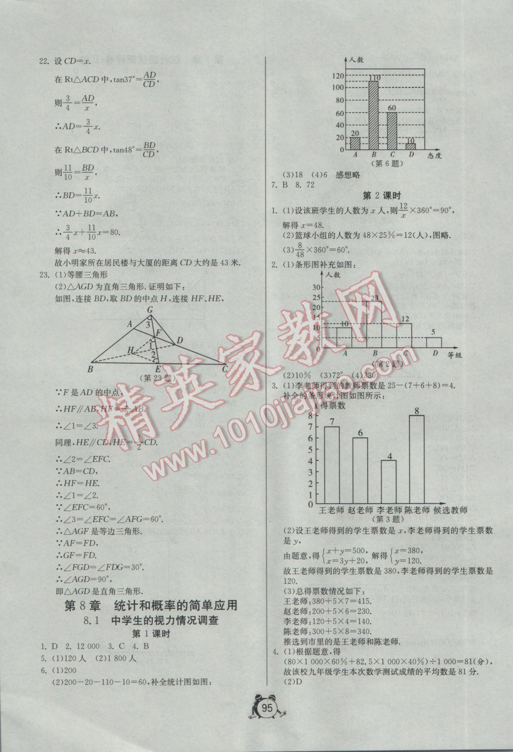 2017年單元雙測(cè)全程提優(yōu)測(cè)評(píng)卷九年級(jí)數(shù)學(xué)下冊(cè)江蘇版 參考答案第19頁(yè)