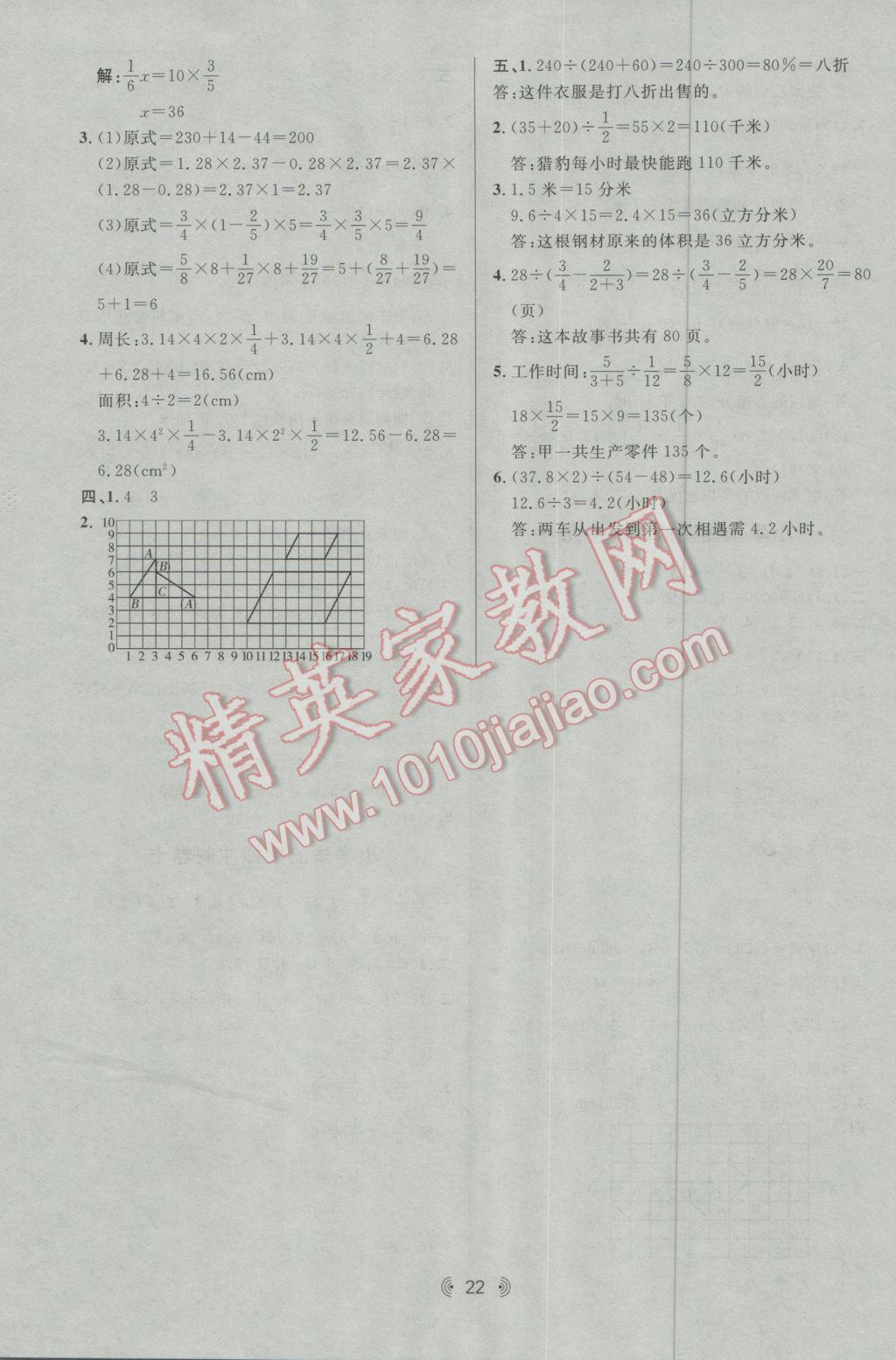 2017年康華傳媒考出好成績(jī)小升初專(zhuān)項(xiàng)加模擬數(shù)學(xué) 參考答案第22頁(yè)