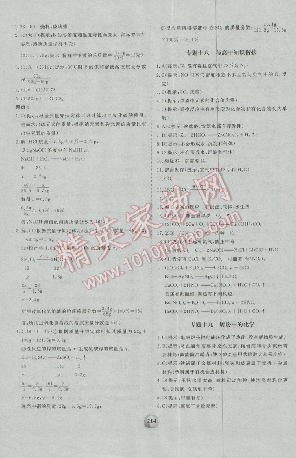 2017年昕金立文化河南中考一本全化學(xué) 參考答案第26頁(yè)