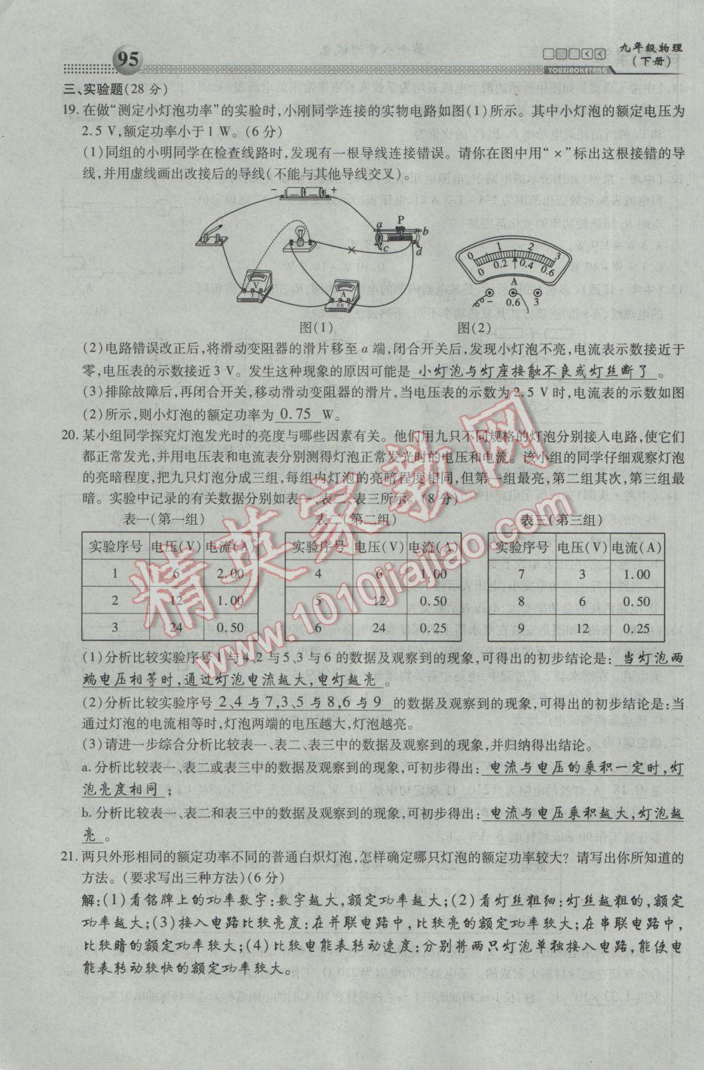 2017年有效課堂課時(shí)導(dǎo)學(xué)案九年級(jí)物理下冊(cè) 綜合測(cè)試第95頁(yè)