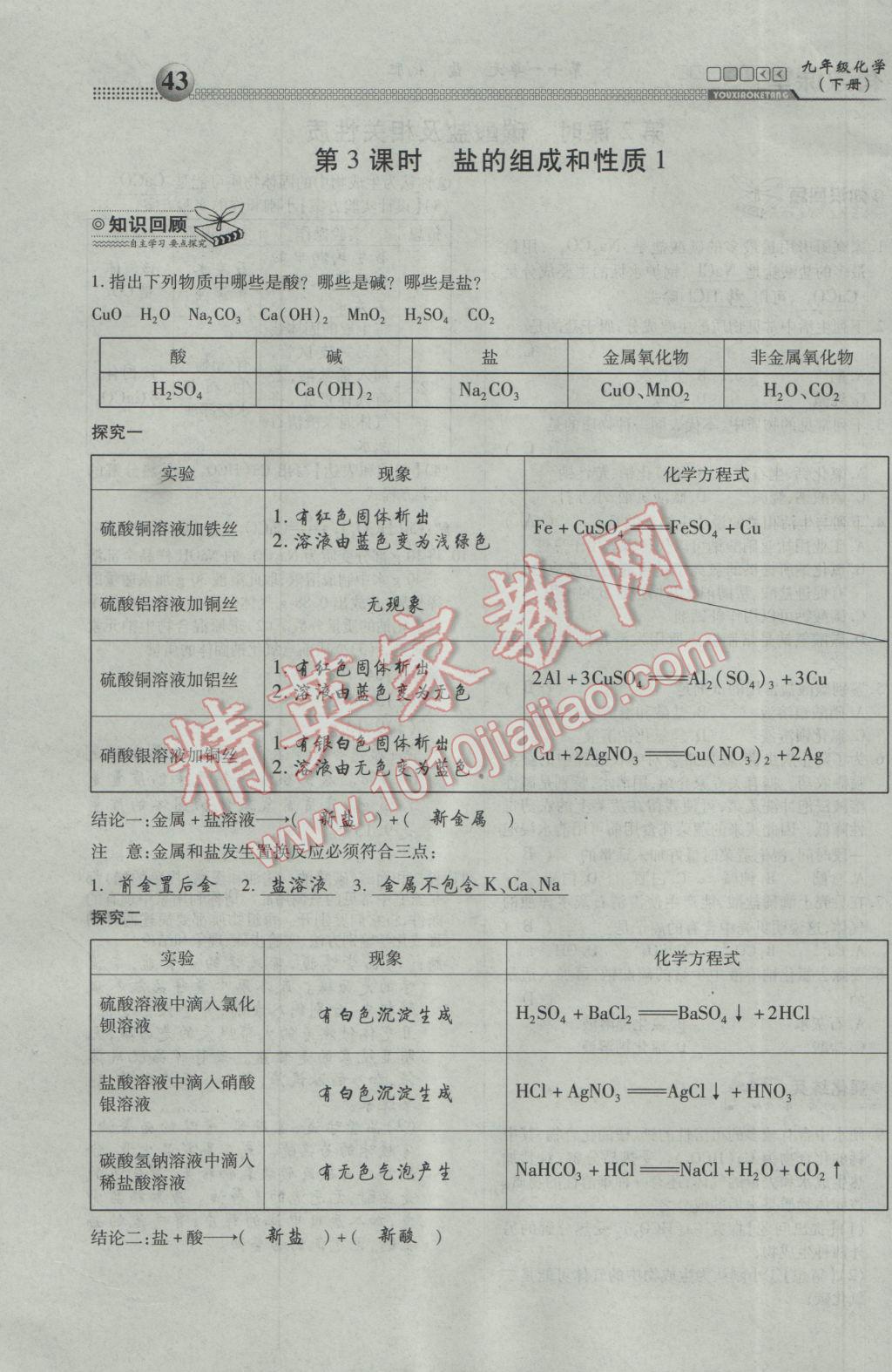 2017年有效課堂課時導(dǎo)學(xué)案九年級化學(xué)下冊 第十一單元 鹽 化肥第30頁