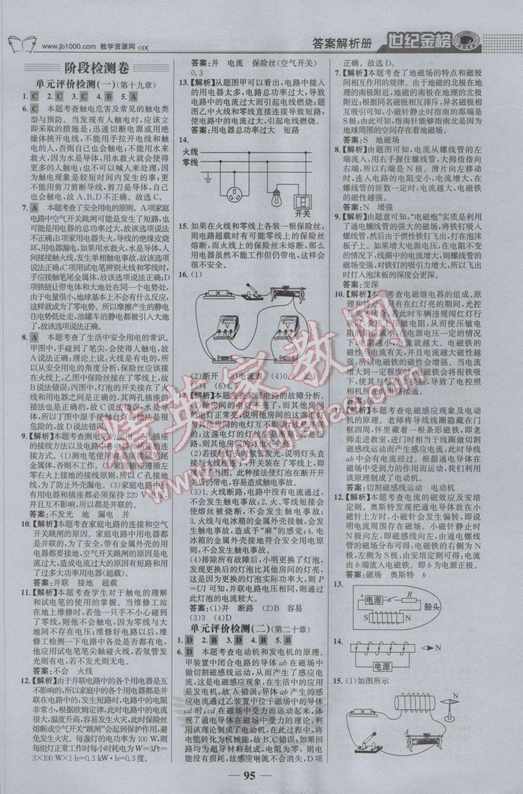 2017年世纪金榜金榜学案九年级物理下册 参考答案第12页