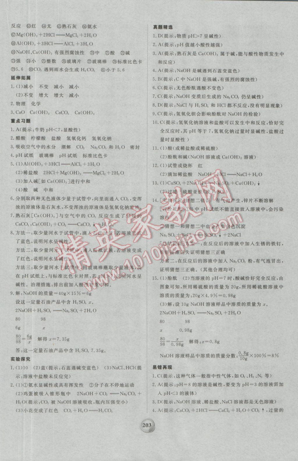 2017年昕金立文化河南中考一本全化學(xué) 參考答案第15頁(yè)