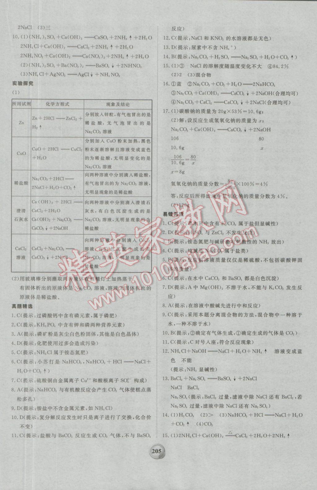 2017年昕金立文化河南中考一本全化學(xué) 參考答案第17頁