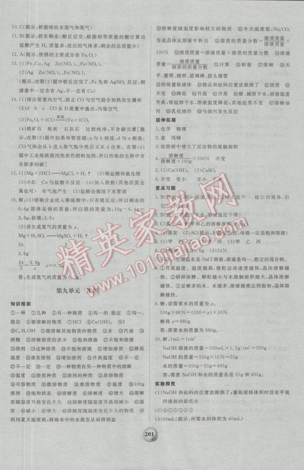 2017年昕金立文化河南中考一本全化學(xué) 參考答案第13頁