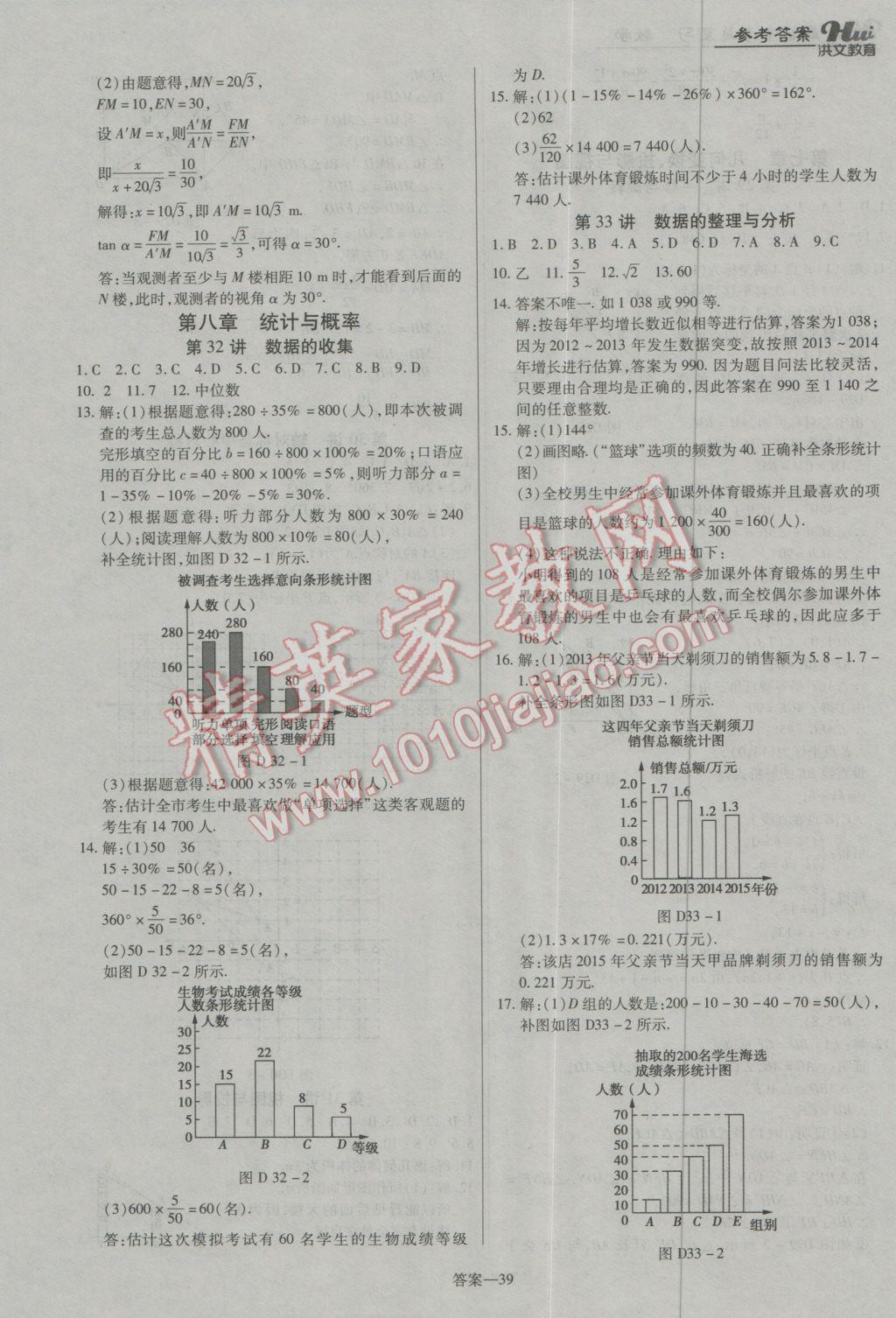 2017年洪文教育河南最新中考总复习数学课标版 参考答案第39页