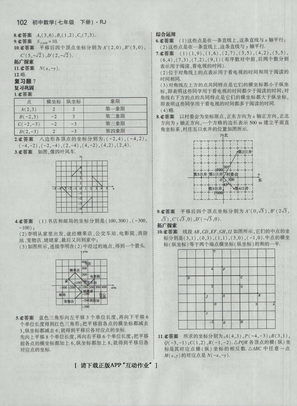 課本人教版七年級(jí)數(shù)學(xué)下冊(cè) 參考答案第70頁(yè)