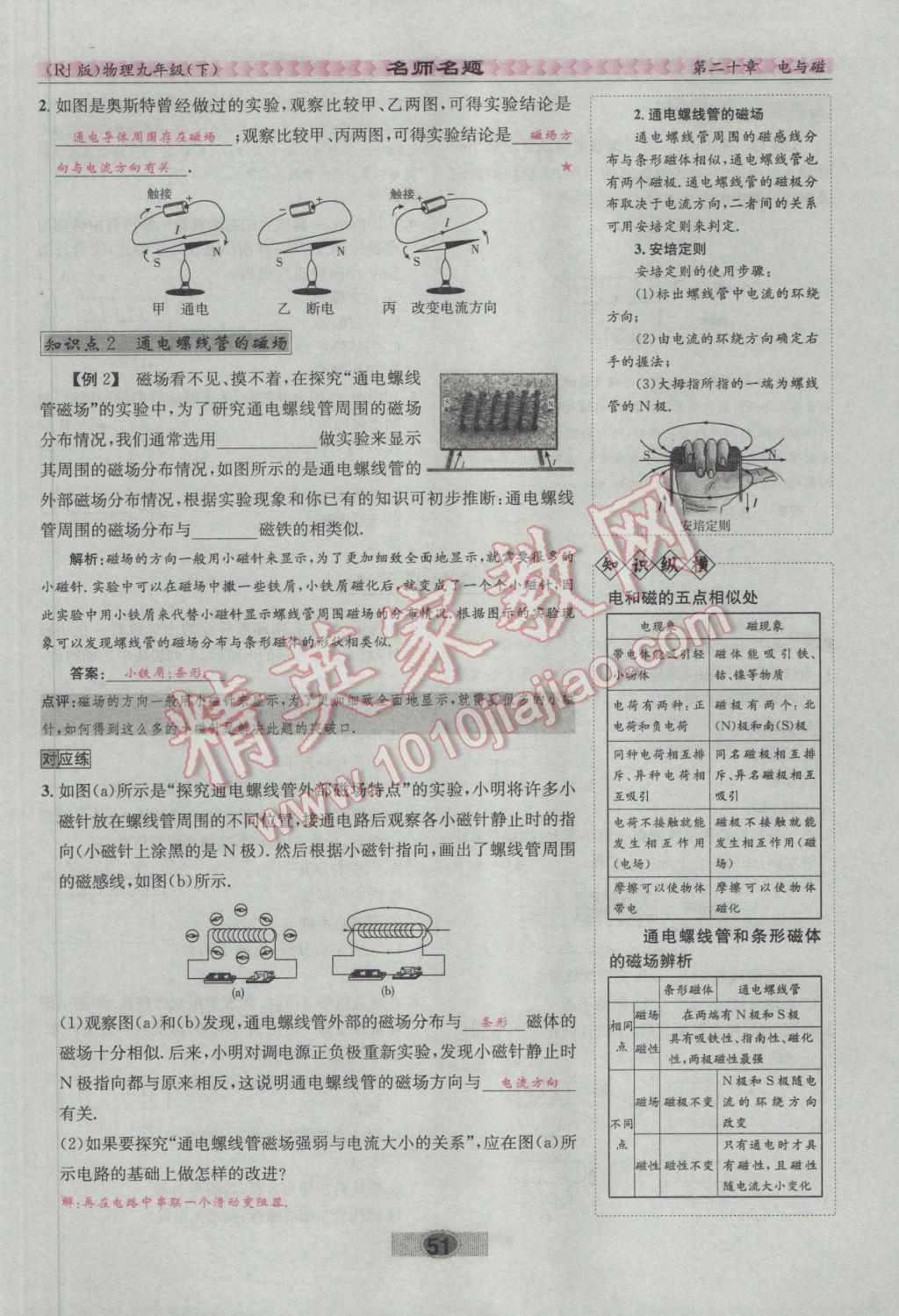 2017年優(yōu)學(xué)名師名題九年級(jí)物理下冊(cè)人教版 第二十章 電與磁